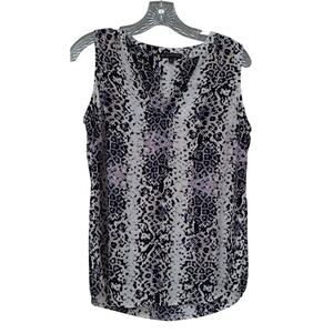 Adrianna Papell Animal Print Snake Tank Top Blouse V neck Black Beige Purple S